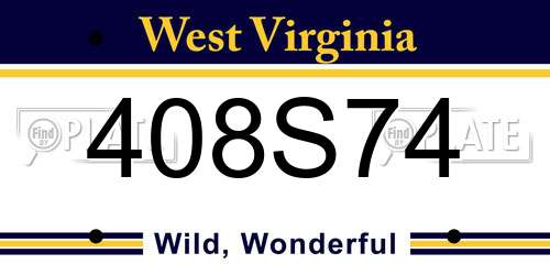 408S74 West Virginia License Plate