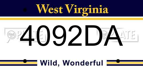 4092DA West Virginia License Plate