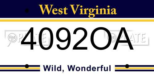 4092OA West Virginia License Plate
