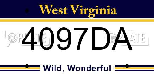 4097DA West Virginia License Plate