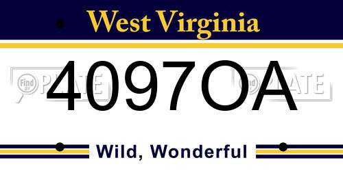 4097OA West Virginia License Plate