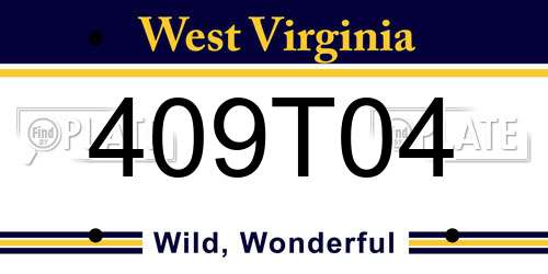 409T04 West Virginia License Plate