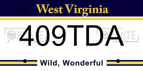 409TDA West Virginia License Plate