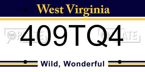 409TQ4 West Virginia License Plate