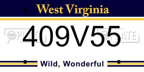 409V55 West Virginia License Plate