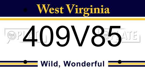 409V85 West Virginia License Plate