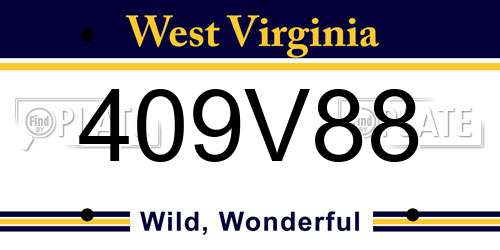 409V88 West Virginia License Plate