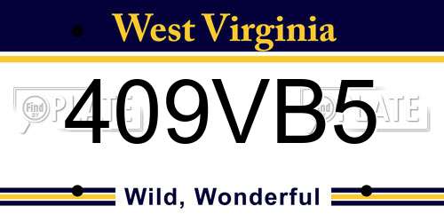 409VB5 West Virginia License Plate