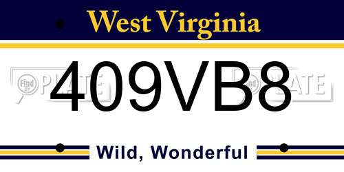 409VB8 West Virginia License Plate