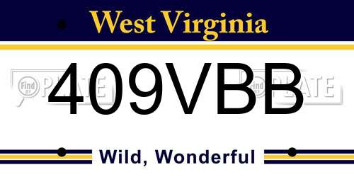 409VBB West Virginia License Plate
