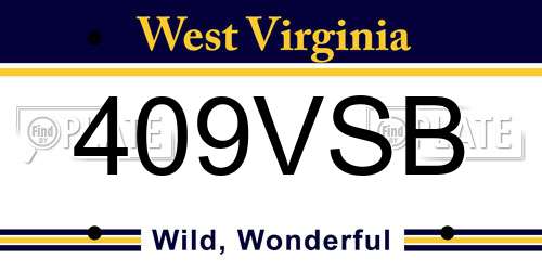 409VSB West Virginia License Plate