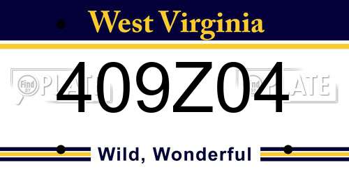 409Z04 West Virginia License Plate