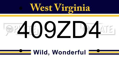 409ZD4 West Virginia License Plate