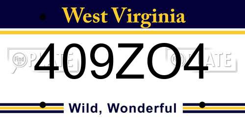 409ZO4 West Virginia License Plate