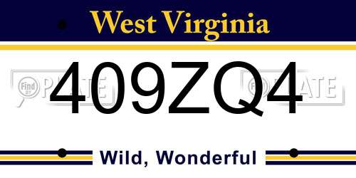 409ZQ4 West Virginia License Plate