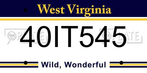 40IT545 West Virginia License Plate
