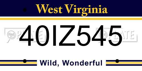40IZ545 West Virginia License Plate