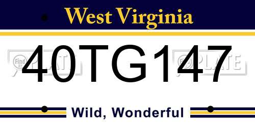 40TG147 West Virginia License Plate