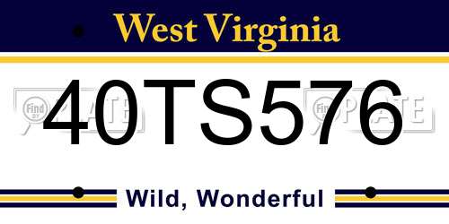 40TS576 West Virginia License Plate