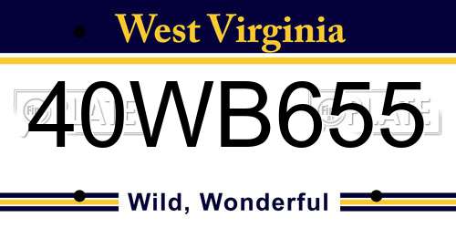 40WB655 West Virginia License Plate
