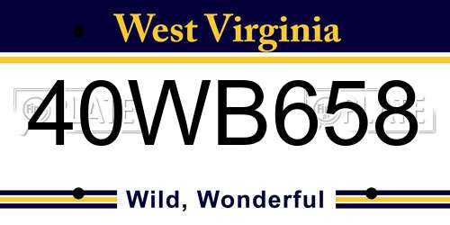 40WB658 West Virginia License Plate
