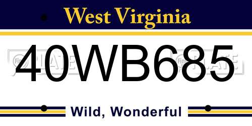 40WB685 West Virginia License Plate