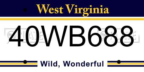 40WB688 West Virginia License Plate