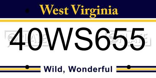 40WS655 West Virginia License Plate