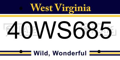 40WS685 West Virginia License Plate