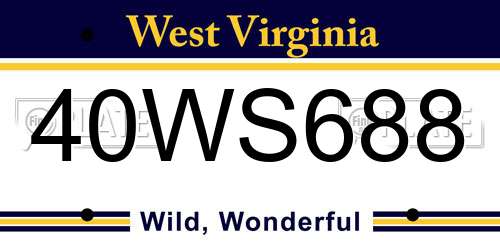 40WS688 West Virginia License Plate