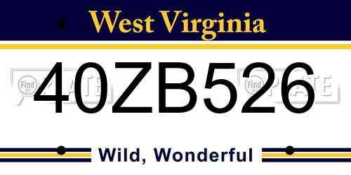 40ZB526 West Virginia License Plate