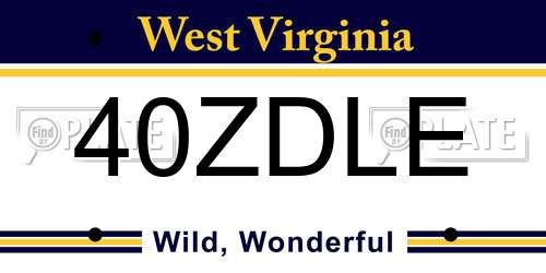40ZDLE West Virginia License Plate