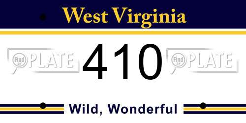 410 West Virginia License Plate