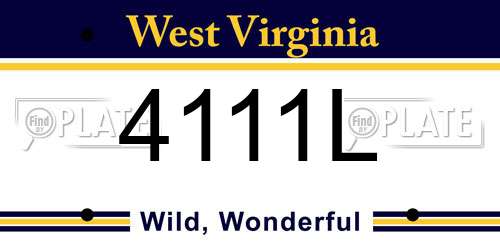 4111L West Virginia License Plate