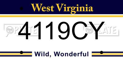4119CY West Virginia License Plate