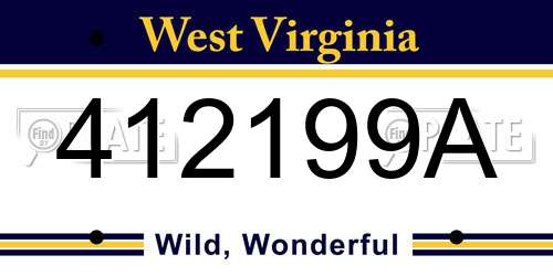 412199A West Virginia License Plate