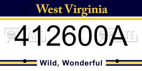 412600A West Virginia License Plate
