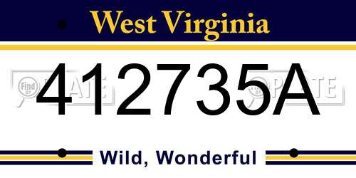 412735A West Virginia License Plate