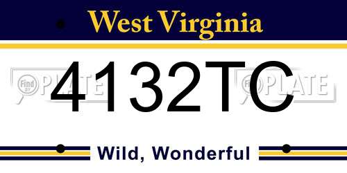 4132TC West Virginia License Plate