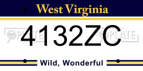 4132ZC West Virginia License Plate
