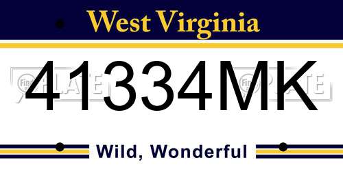 41334MK West Virginia License Plate