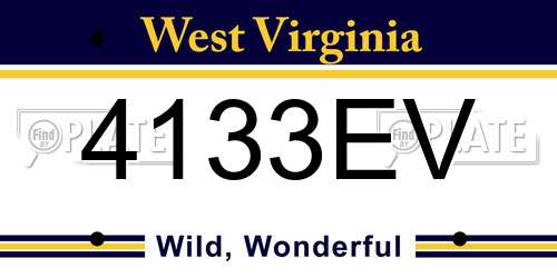4133EV West Virginia License Plate