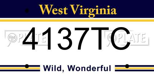 4137TC West Virginia License Plate