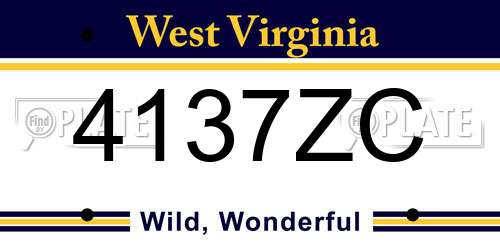 4137ZC West Virginia License Plate