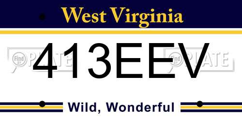 413EEV West Virginia License Plate