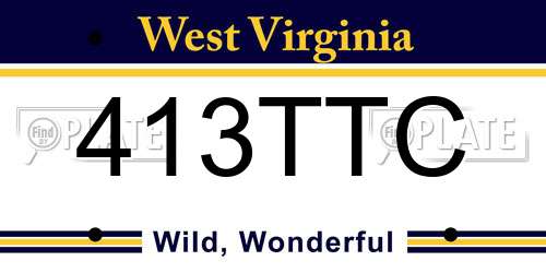 413TTC West Virginia License Plate