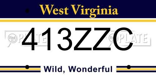 413ZZC West Virginia License Plate
