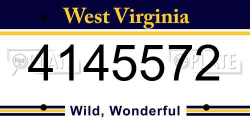 4145572 West Virginia License Plate