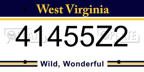 41455Z2 West Virginia License Plate