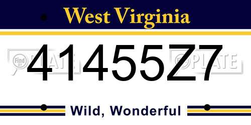 41455Z7 West Virginia License Plate